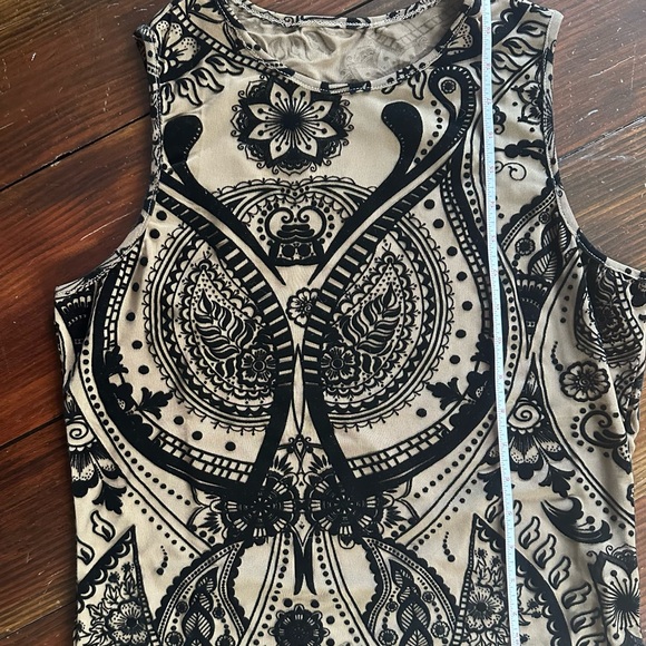 Tops - Black and White Graphic Tank Top with Butterfly Design